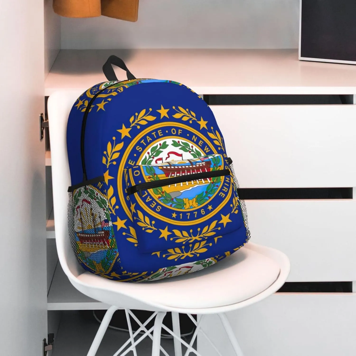 GeRRiT New Hampshire State Flag Print Casual Backpack For Women, Travel Daypack,Waterproof Gym Backpack For Men Book Bags