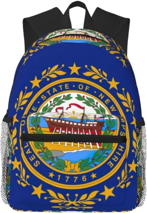 GeRRiT New Hampshire State Flag Print Casual Backpack For Women, Travel Daypack,Waterproof Gym Backpack For Men Book Bags