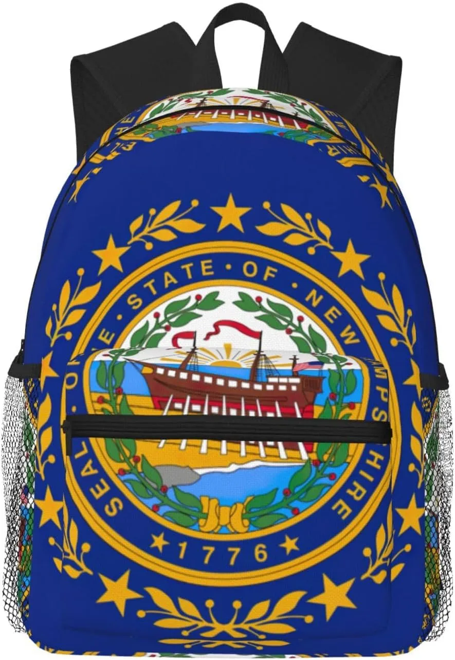 GeRRiT New Hampshire State Flag Print Casual Backpack For Women, Travel Daypack,Waterproof Gym Backpack For Men Book Bags