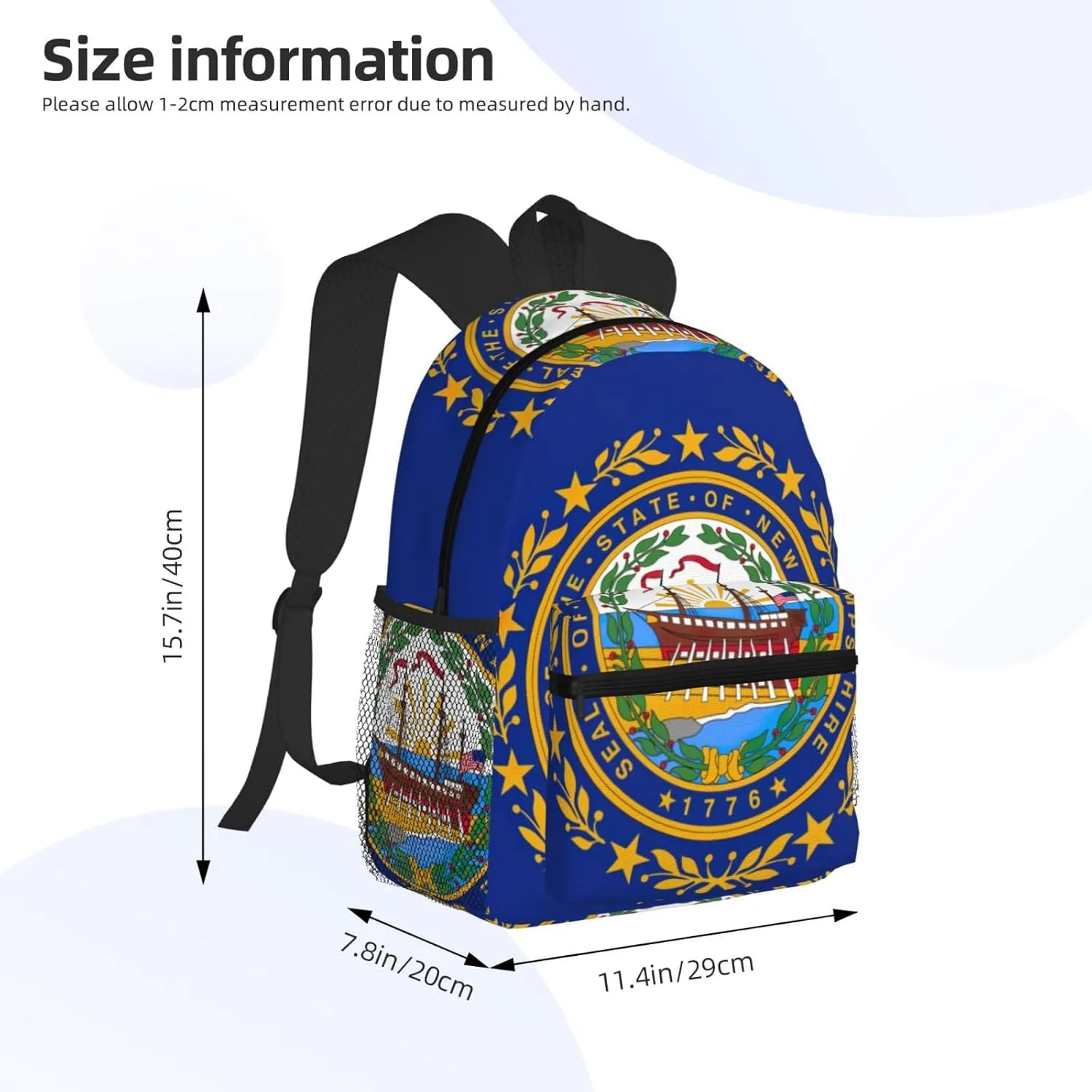 GeRRiT New Hampshire State Flag Print Casual Backpack For Women, Travel Daypack,Waterproof Gym Backpack For Men Book Bags