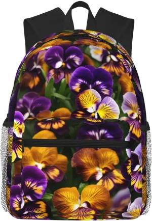 GeRRiT Pansy Perfection Print Casual Backpack For Women, Travel Daypack,Waterproof Gym Backpack For Men Book Bags, SB-122