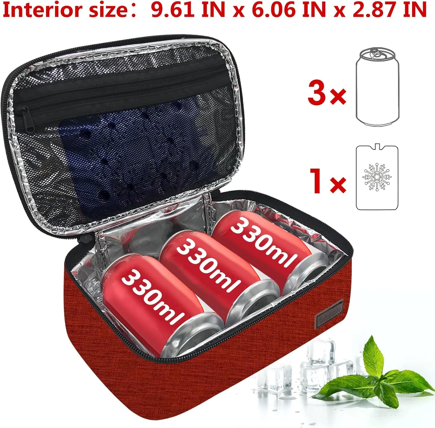 Gloppie Small Lunch Bag Insulated Lunch Box for Women Girls Kids Mini Lunchbox Adult Portable Cooler Bags Reusable Snack Bag Thermal Lunch Boxes, Wine Red