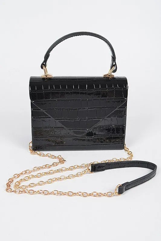 Glossy Faux Croc Purse