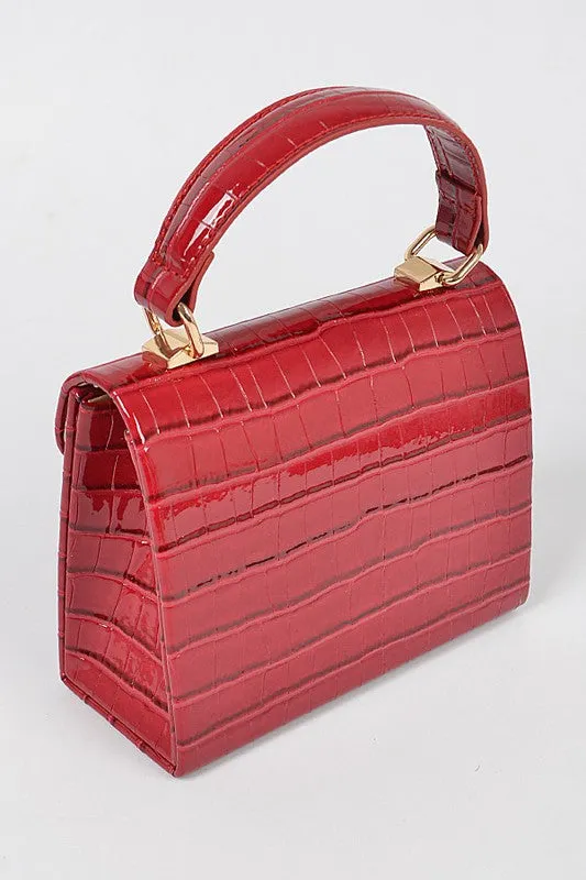 Glossy Faux Croc Purse
