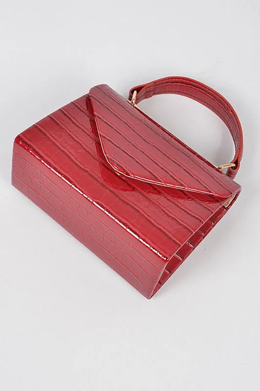 Glossy Faux Croc Purse