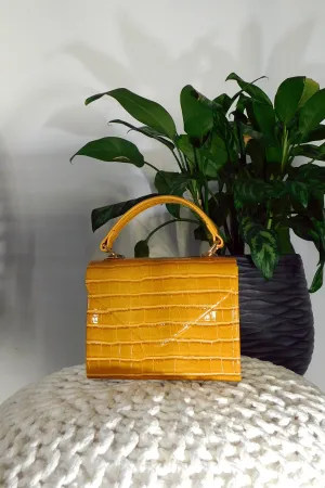 Glossy Faux Croc Purse