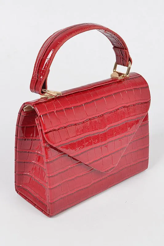 Glossy Faux Croc Purse