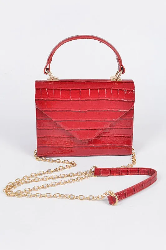 Glossy Faux Croc Purse