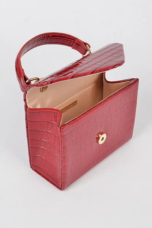 Glossy Faux Croc Purse