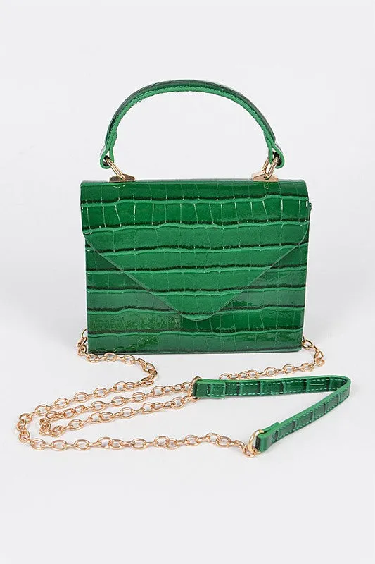 Glossy Faux Croc Purse
