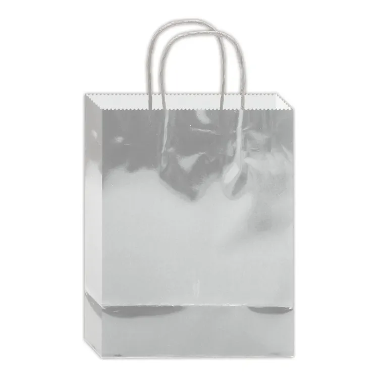 Glossy Gift Bag Silver 10x8x4"