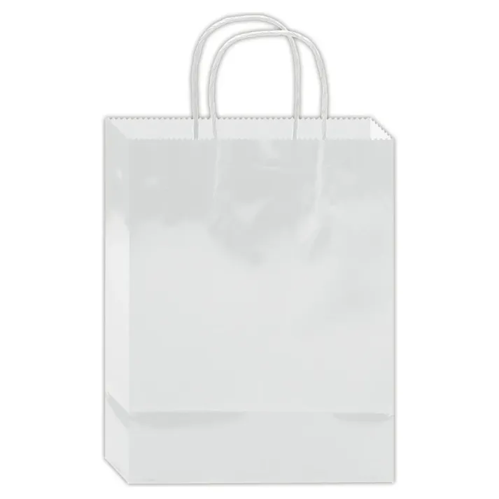 Glossy Gift Bag White 13x10.5x5.5"