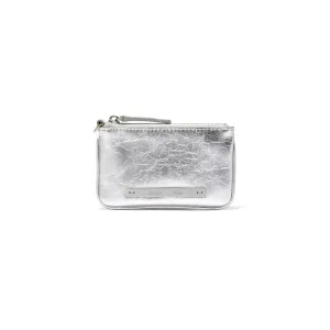 GLOSSY LEATHER COIN WALLET IN SILVER