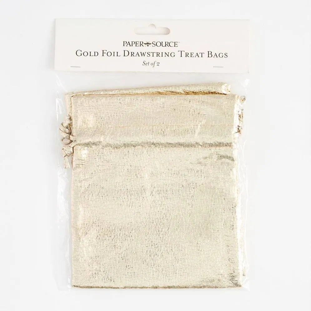 Gold Foil Drawstring Treat Bags