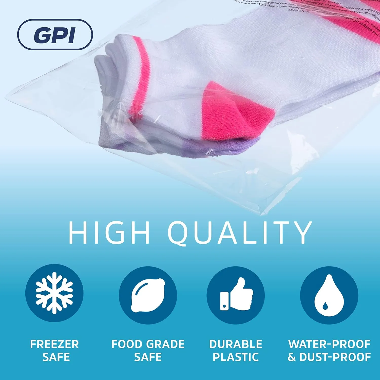 GPI - CASE of 1000 8" x 10" CLEAR SELF SEAL POLY BAGS, 1.5 Mil - Resealable Peel & Seal Polybags With Adhesive strip & Suffocation Warning