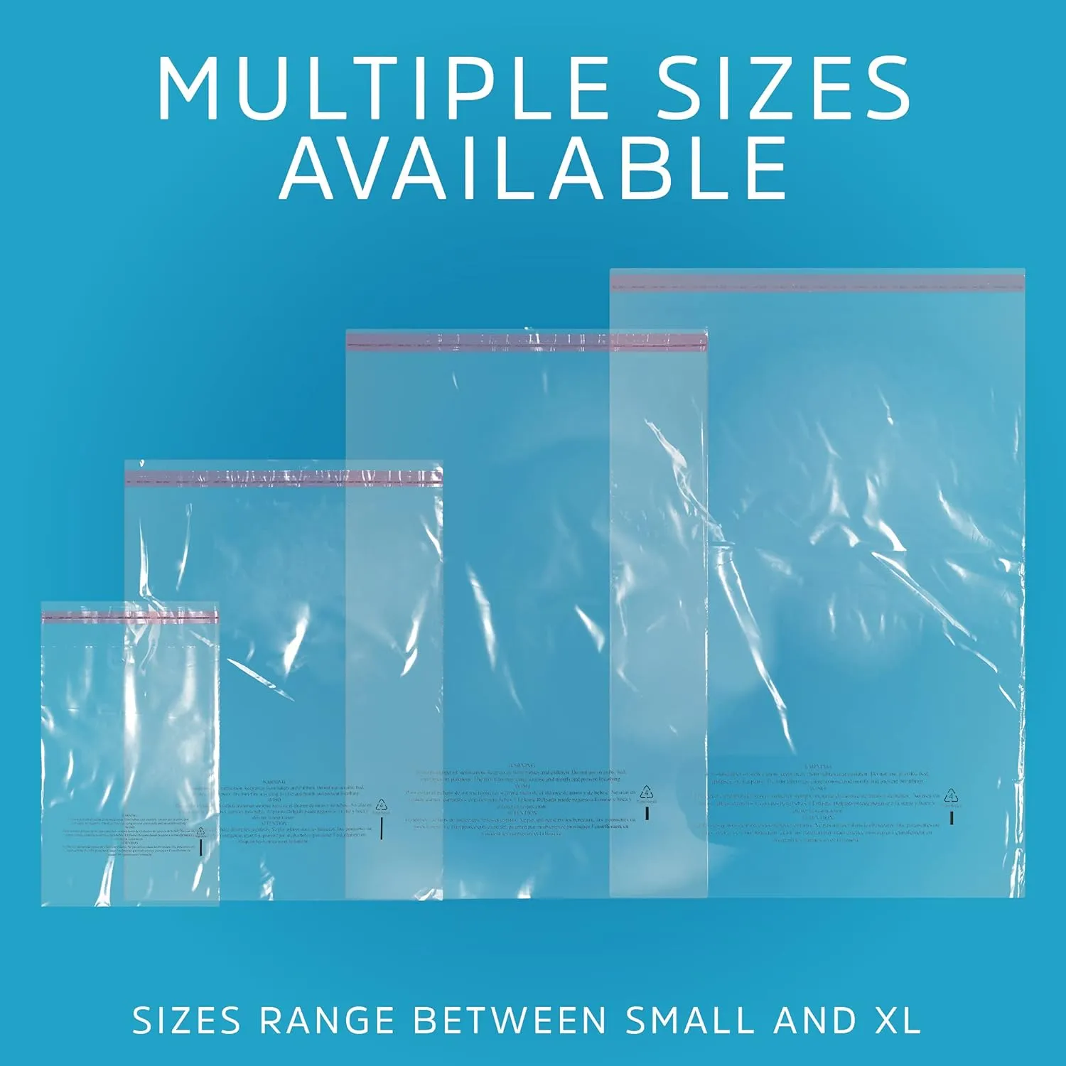 GPI - CASE of 1000 8" x 10" CLEAR SELF SEAL POLY BAGS, 1.5 Mil - Resealable Peel & Seal Polybags With Adhesive strip & Suffocation Warning