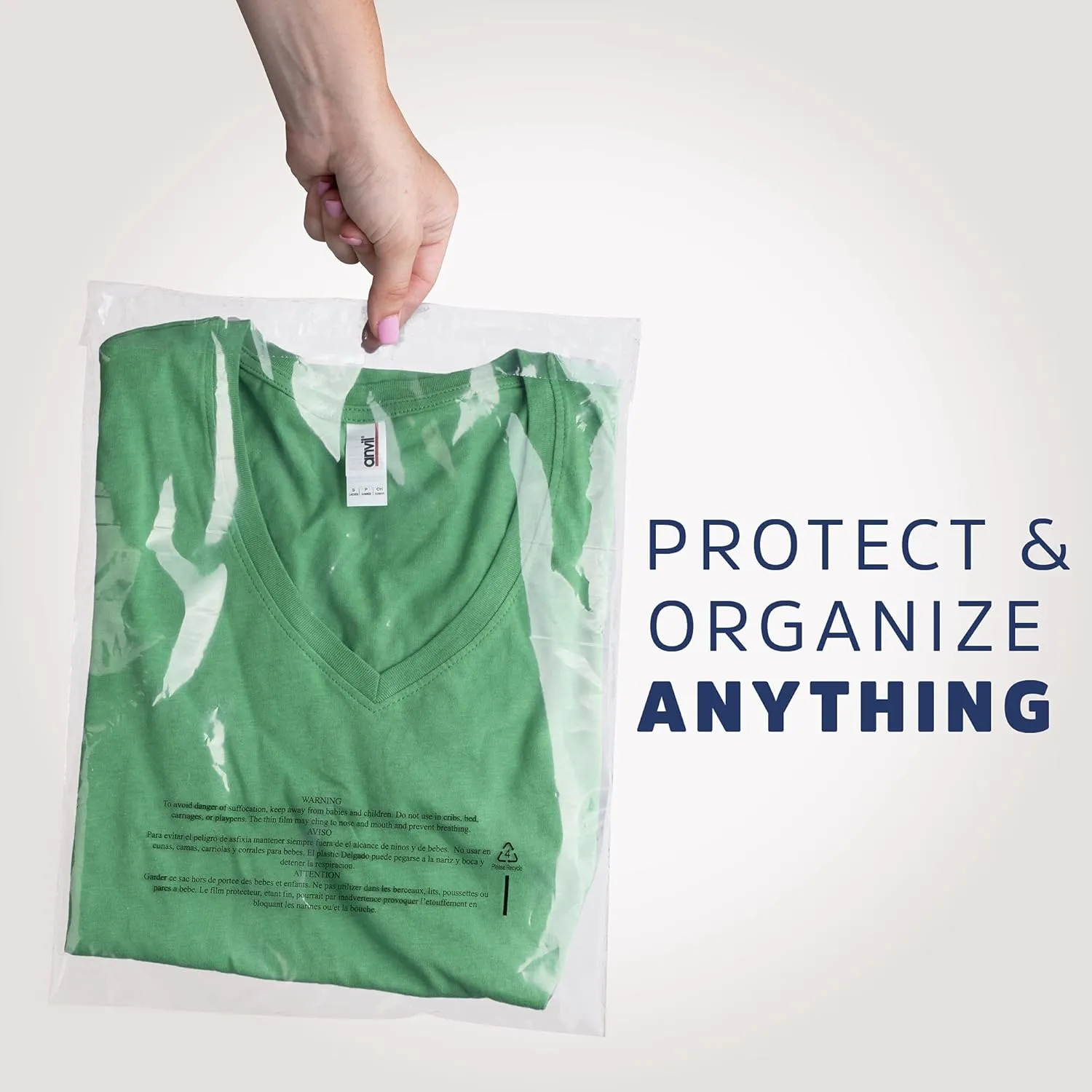 GPI - CASE of 1000 8" x 10" CLEAR SELF SEAL POLY BAGS, 1.5 Mil - Resealable Peel & Seal Polybags With Adhesive strip & Suffocation Warning