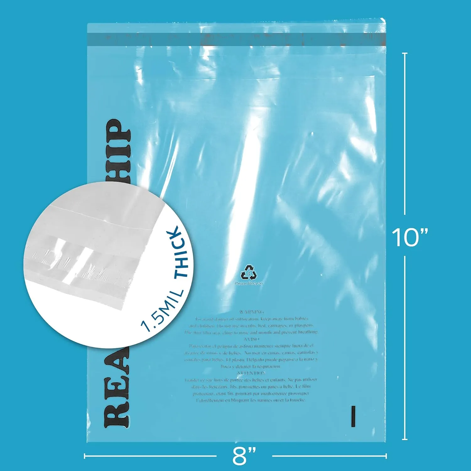 GPI - Pack of 200 8" X 10", Clear Self Seal Poly Bags - 1.5 mil Poly Bags with Permanent Adhesive Strip & Suffocation Warning for Packaging T Shirts & Clothing. Perfect for Shipping Supplies with FBA