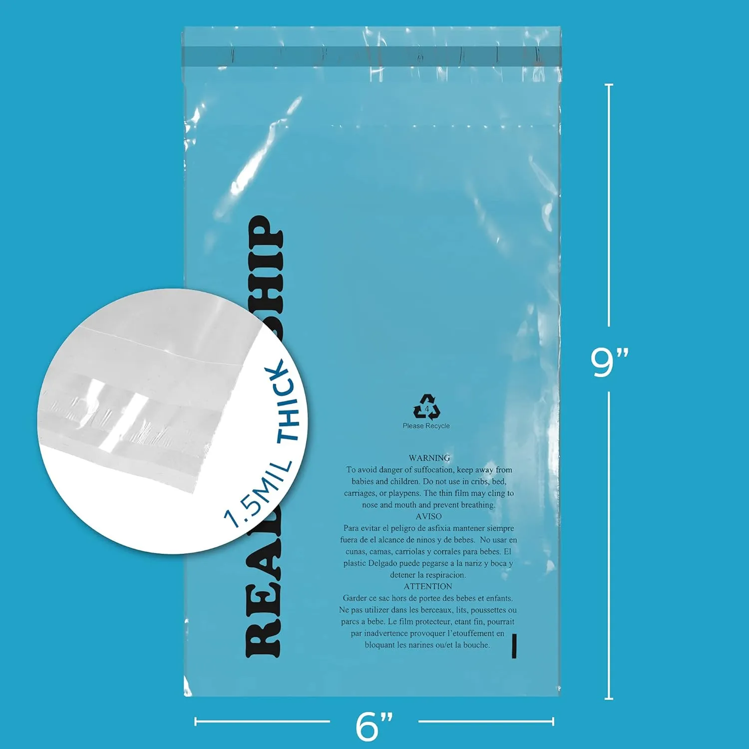 GPI - Pack of 500 6" X 9", Clear Self Seal Poly Bags - 1.5 Mil Poly bags with Permanent Adhesive Strip & Suffocation Warning for Packaging T Shirts & Clothing. Perfect for Shipping Supplies with FBA
