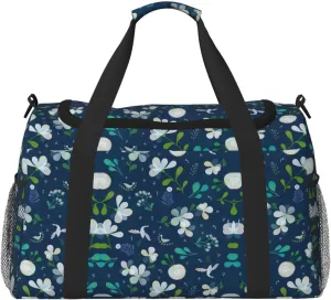Grass and dove print Large Canvas Travel Duffel Bag Weekender Bags for Women Overnight Bag Carry On Tote Bag
