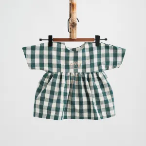 Green Checkerboard Joy Dress (Pure Cotton)