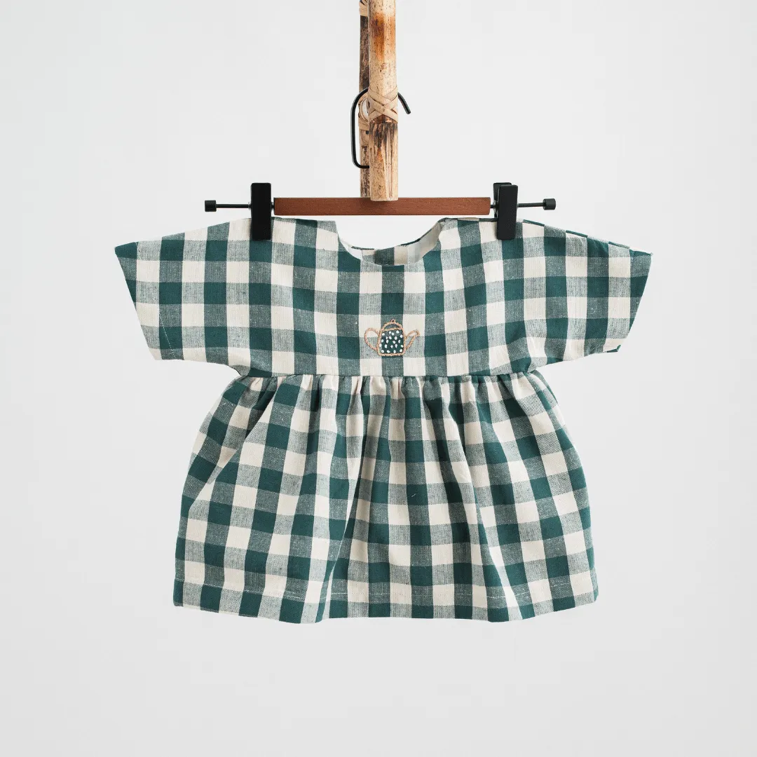 Green Checkerboard Joy Dress (Pure Cotton)