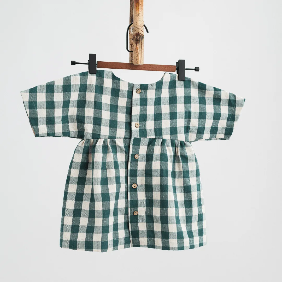 Green Checkerboard Joy Dress (Pure Cotton)