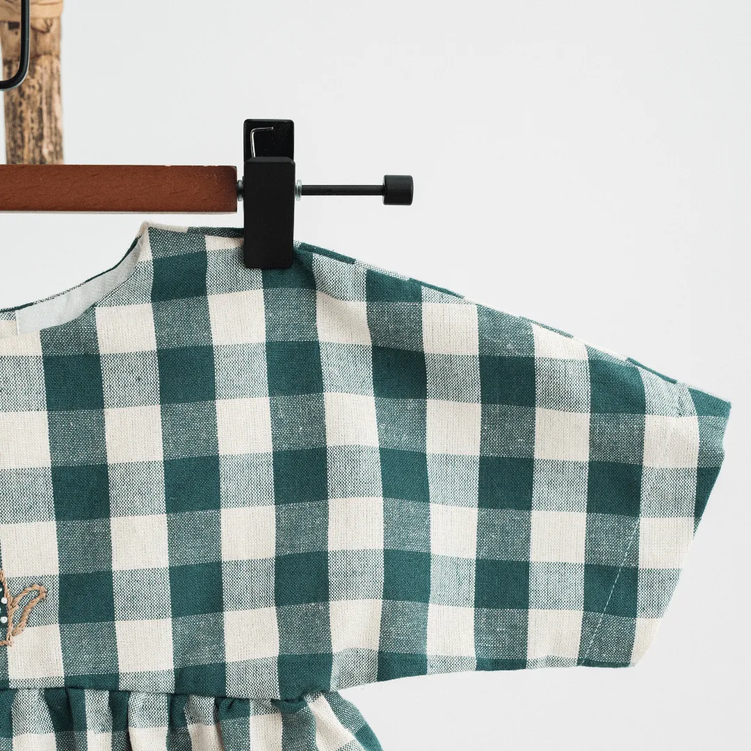 Green Checkerboard Joy Dress (Pure Cotton)