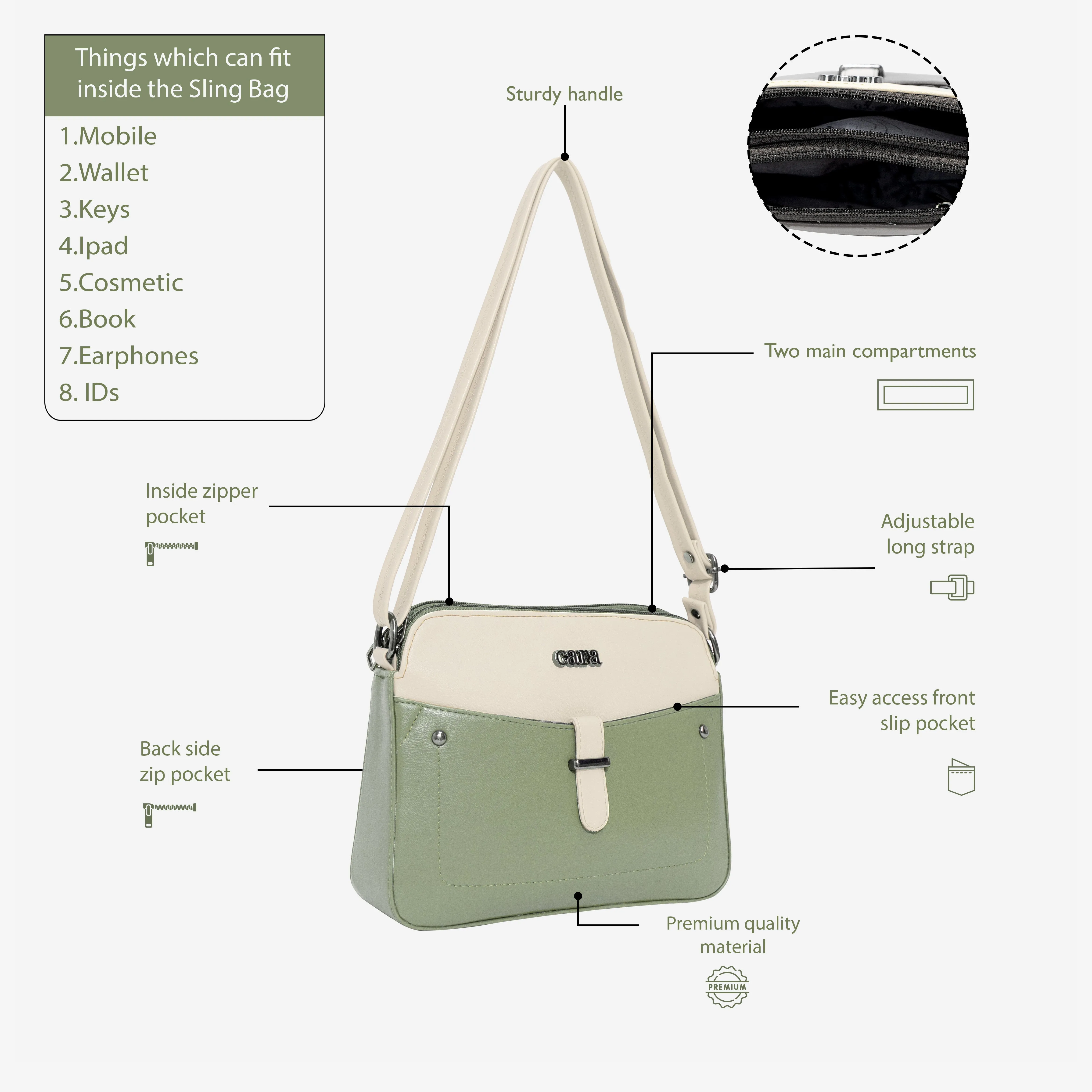 Green Chic Crossbody Charm  | Cara