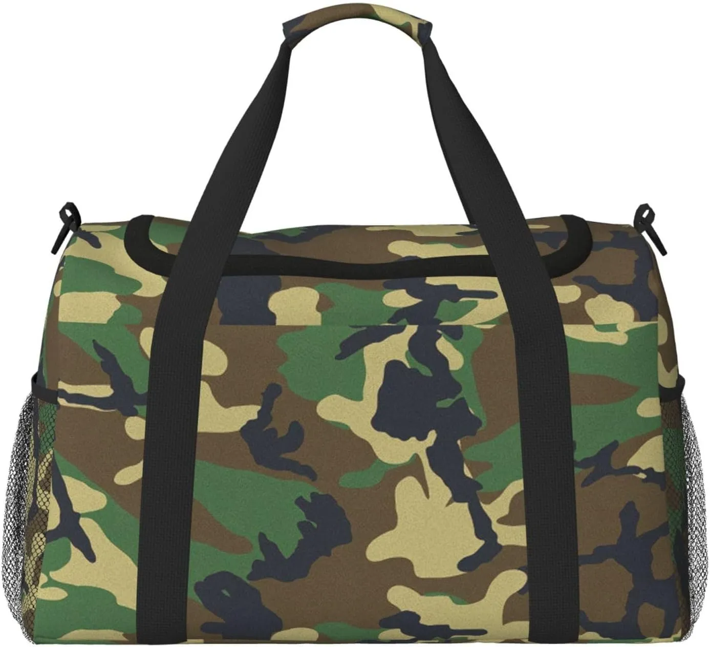 Green Military Camo print Large Canvas Travel Duffel Bag Weekender Bags for Women Overnight Bag Carry On Tote Bag