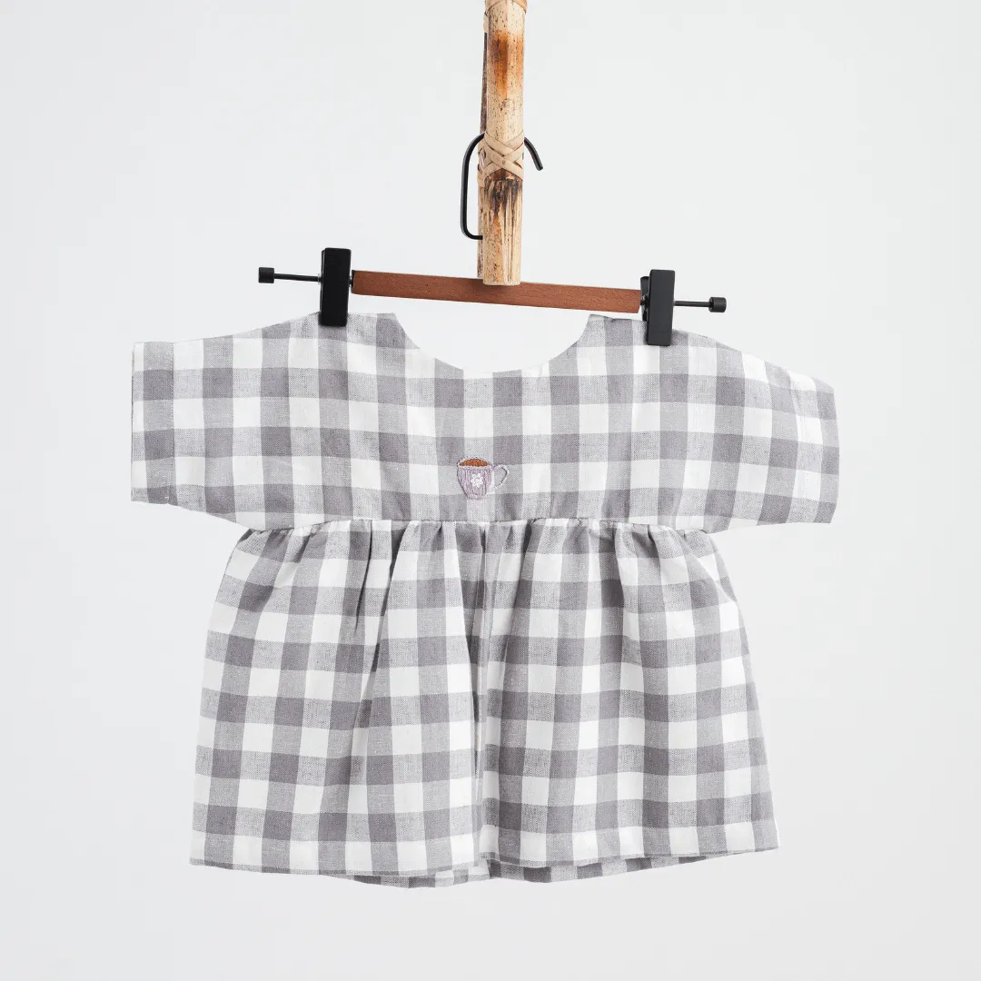 Grey Checkerboard Playdate Dress (Pure Cotton)