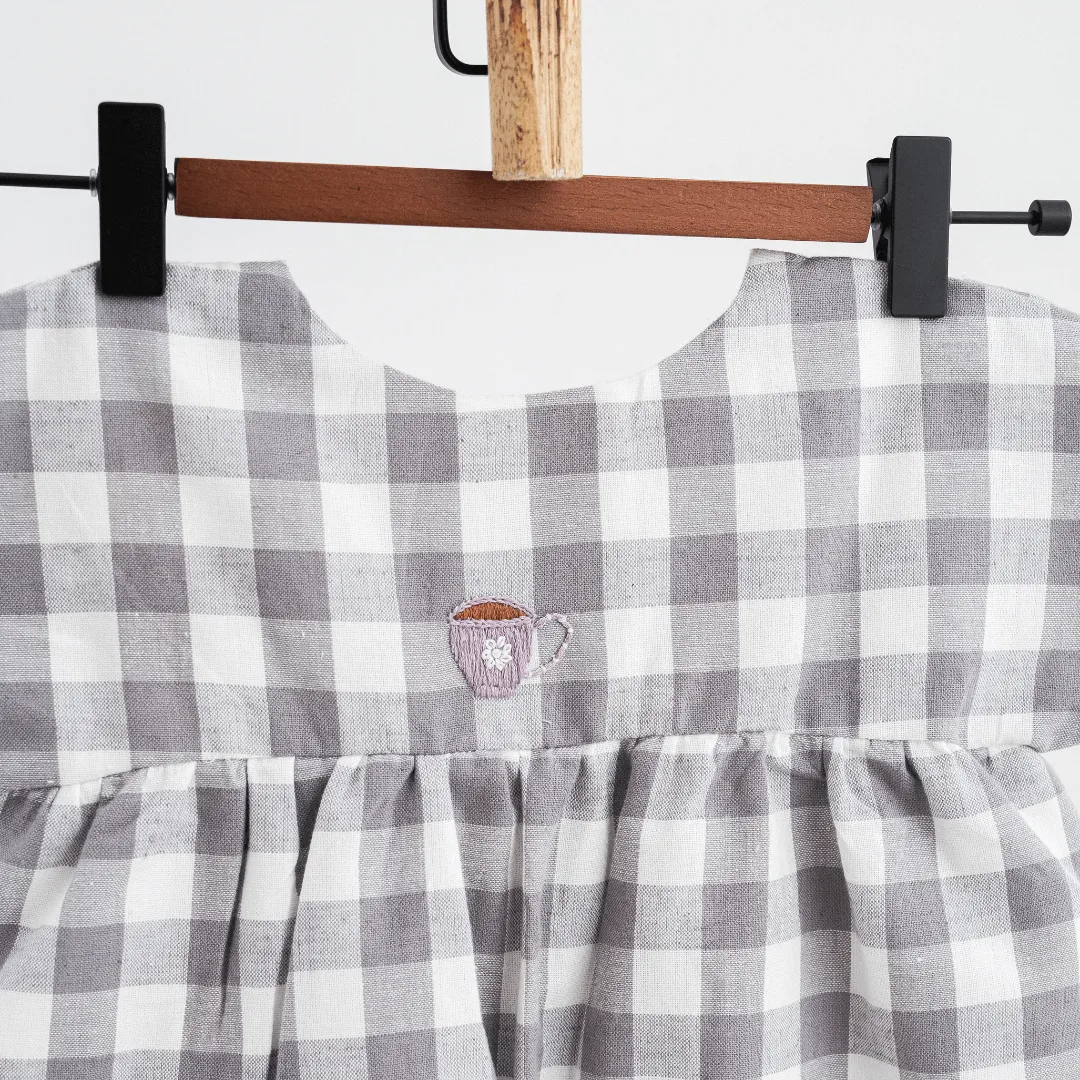Grey Checkerboard Playdate Dress (Pure Cotton)