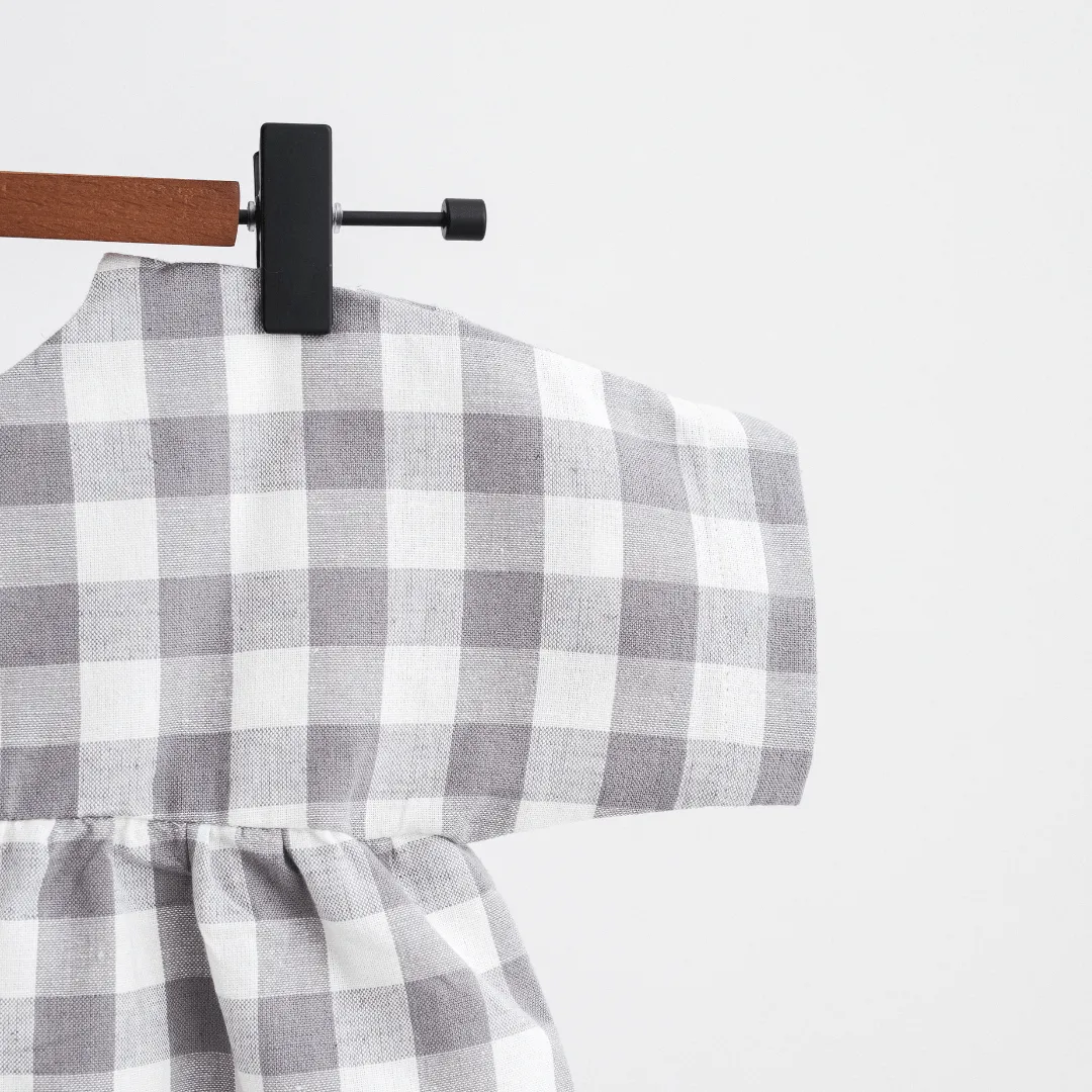 Grey Checkerboard Playdate Dress (Pure Cotton)