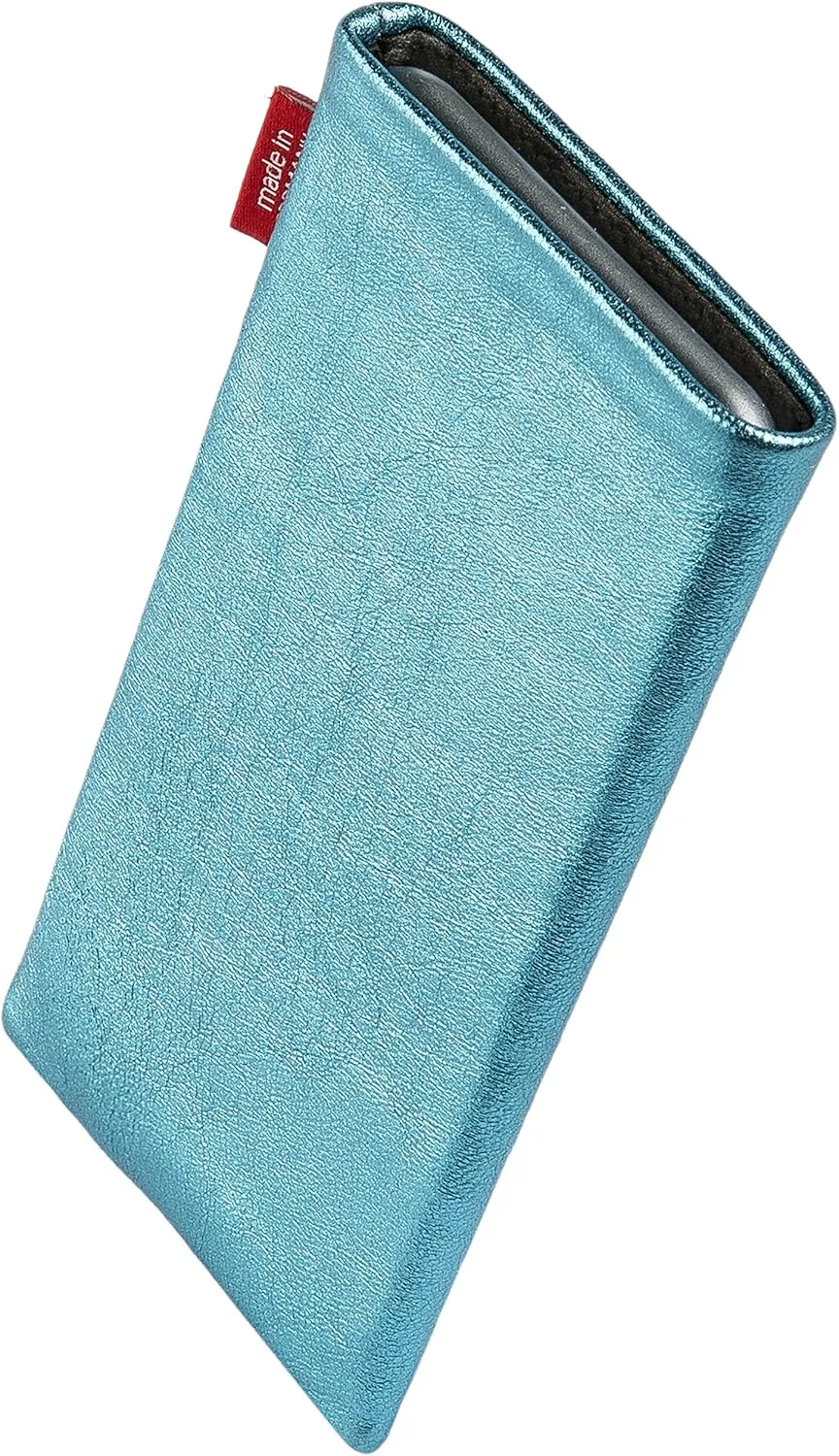 Groove Turquoise Custom Tailored Sleeve for Mobistel Cynus T1. Fine Nappa foil Leather Pouch with Integrated Microfibre Lining for Display Cleaning