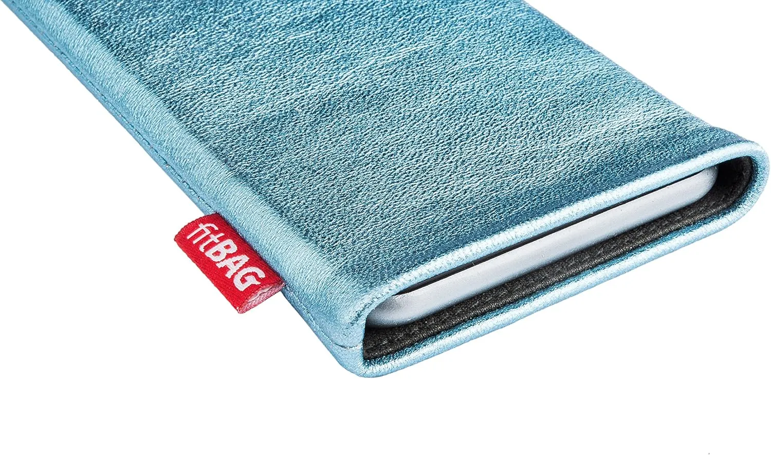 Groove Turquoise Custom Tailored Sleeve for Mobistel Cynus T1. Fine Nappa foil Leather Pouch with Integrated Microfibre Lining for Display Cleaning