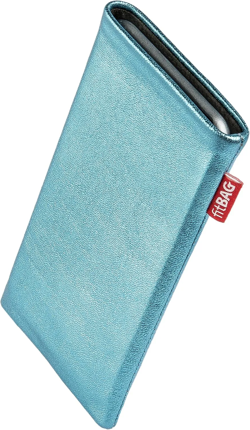 Groove Turquoise Custom Tailored Sleeve for Mobistel Cynus T1. Fine Nappa foil Leather Pouch with Integrated Microfibre Lining for Display Cleaning