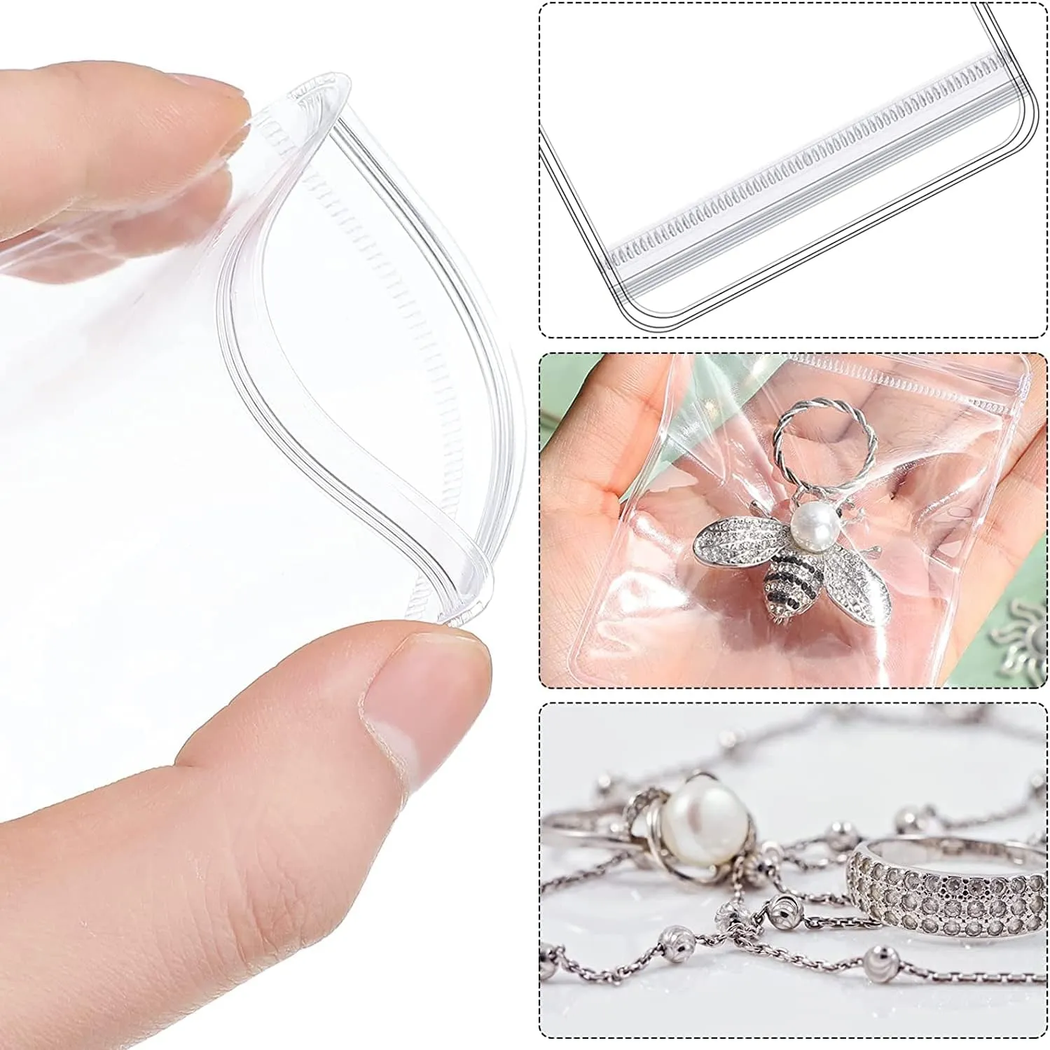 GSXRB PVC Anti Tarnish Jewelry Bags,Jewelry Bags Clear Plastic. Jewelry Pouch for Jewelry Rings and Earrings (100 pcs，3.14x4.72 inches)