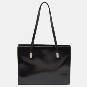 Gucci Black Glossy Leather Middle Zip Tote