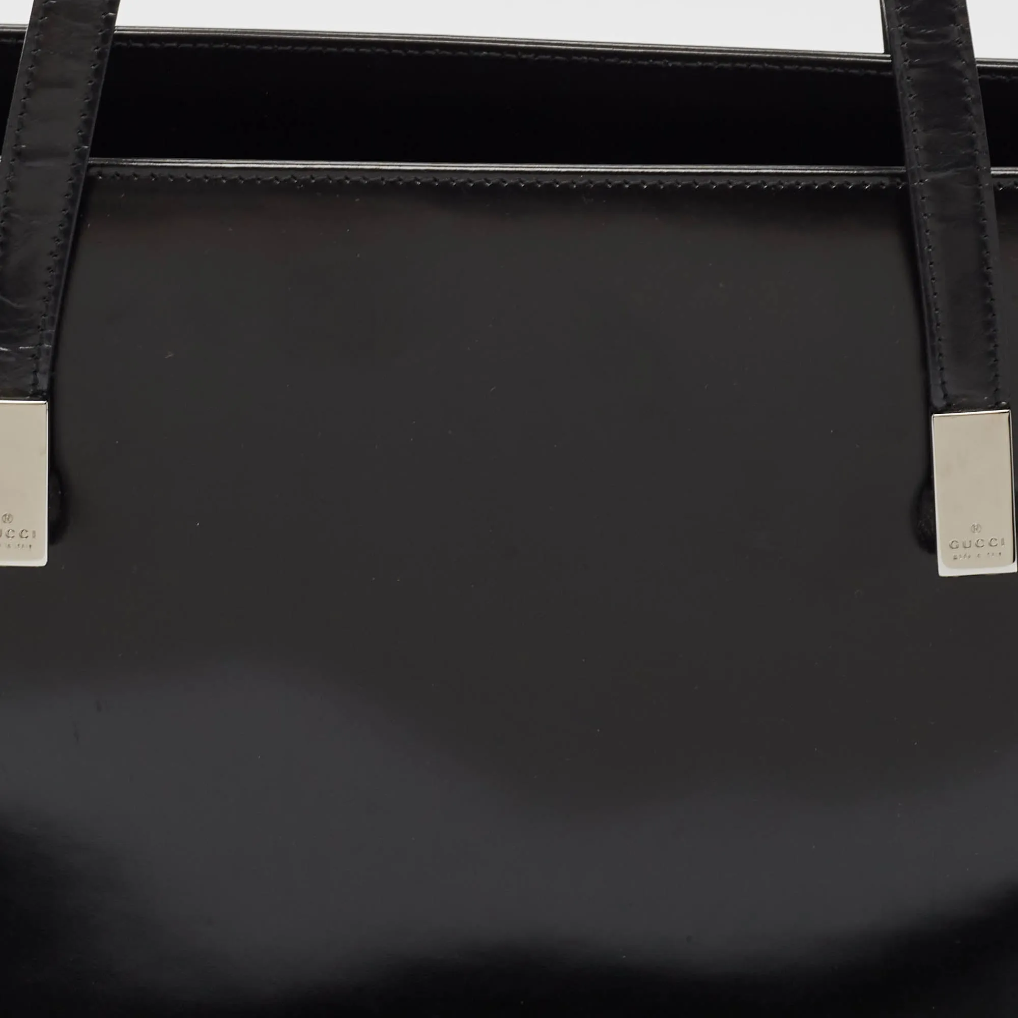 Gucci Black Glossy Leather Middle Zip Tote