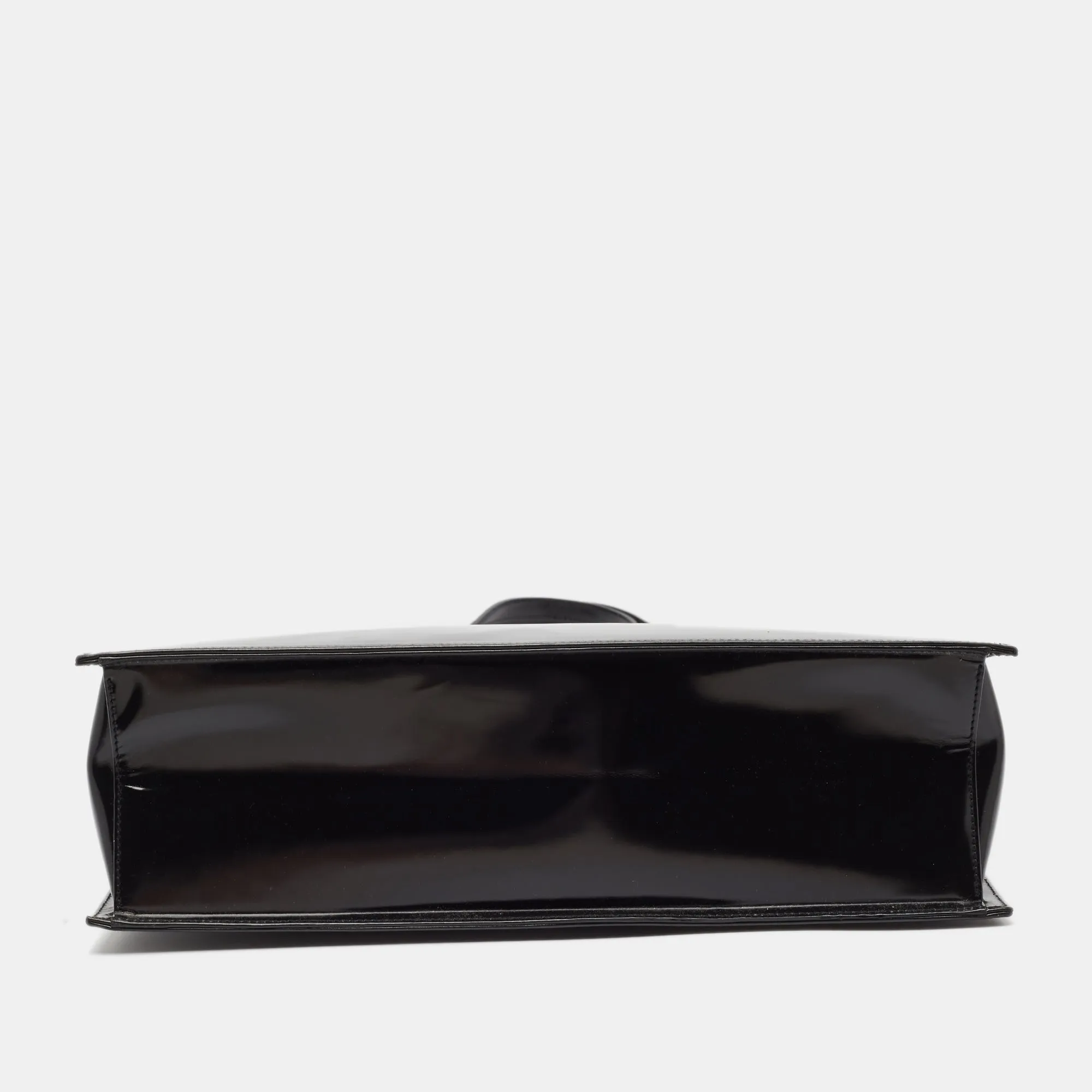 Gucci Black Glossy Leather Middle Zip Tote