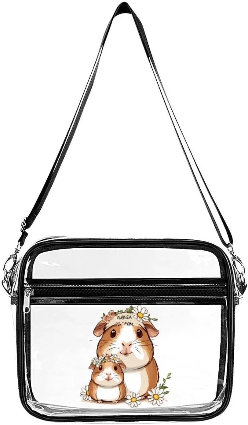Guinea Pigs Mom Clear Crossbody Bags Shoulder Bag Messenger Purse for Stadium Concerts Sports Events