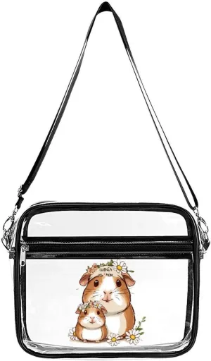 Guinea Pigs Mom Clear Crossbody Bags Shoulder Bag Messenger Purse for Stadium Concerts Sports Events