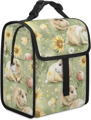 Guinea Pigs Sunflower Grassland Insulated Lunch Cooler Bag Waterproof Lunch Box for Work Picnic Or Travel
