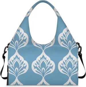 Gym Bag for Women Beautiful Floral Print Duffel Bag with Shoe Compartment and Yoga Mat Holder Portable Weekender Bags Travel Tote Bags