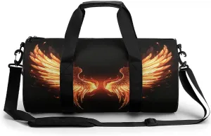 Gym Bags for Men Women,Fire Angle Wings Print Workout Bag,Sports Duffle Bag,Travel Gym Bag,Carry On Weekender Bag