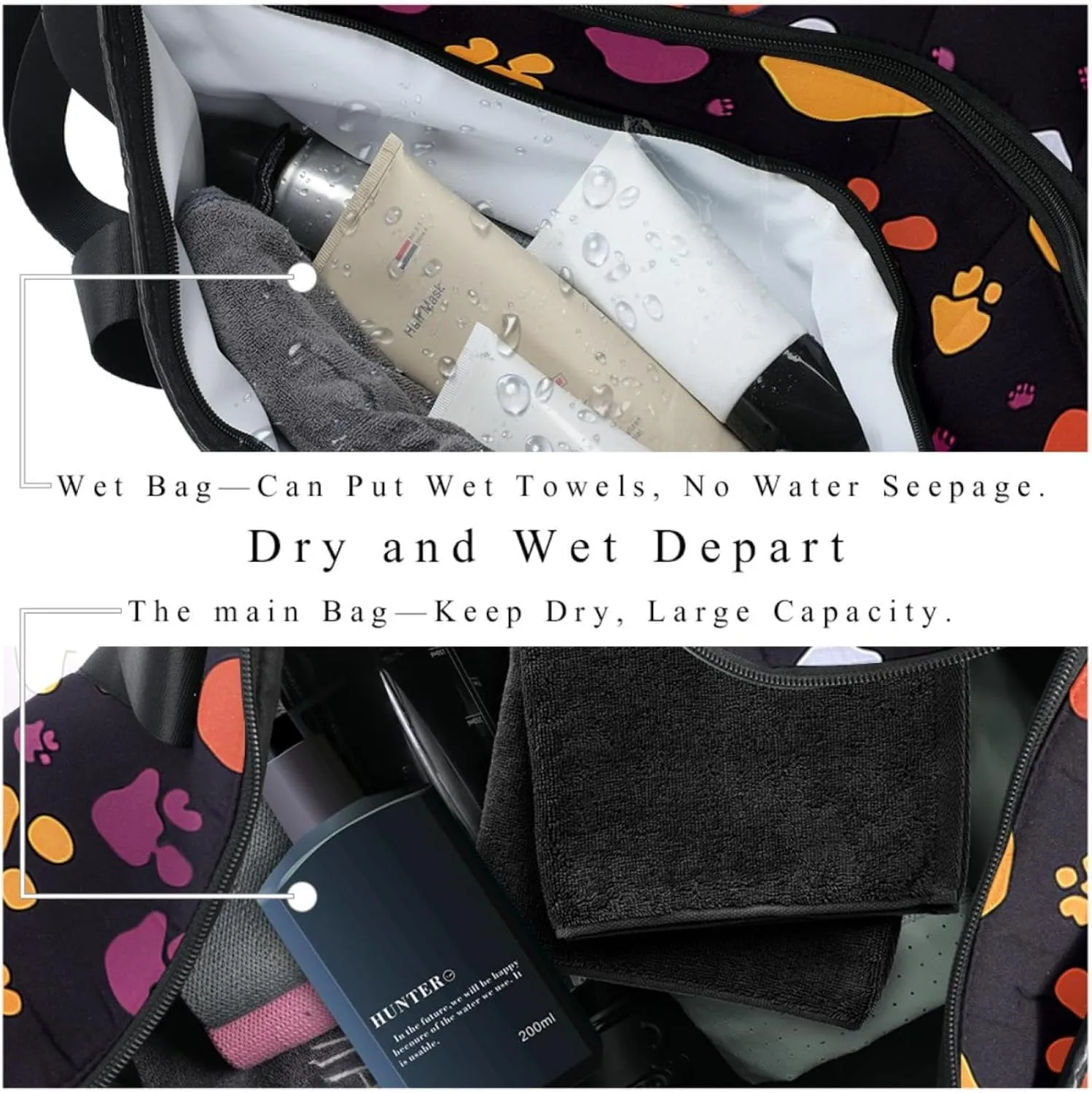 Gym Bags for Women,Duffle Bag for Travel,Bones and Paw Print,Gym Bag for Men