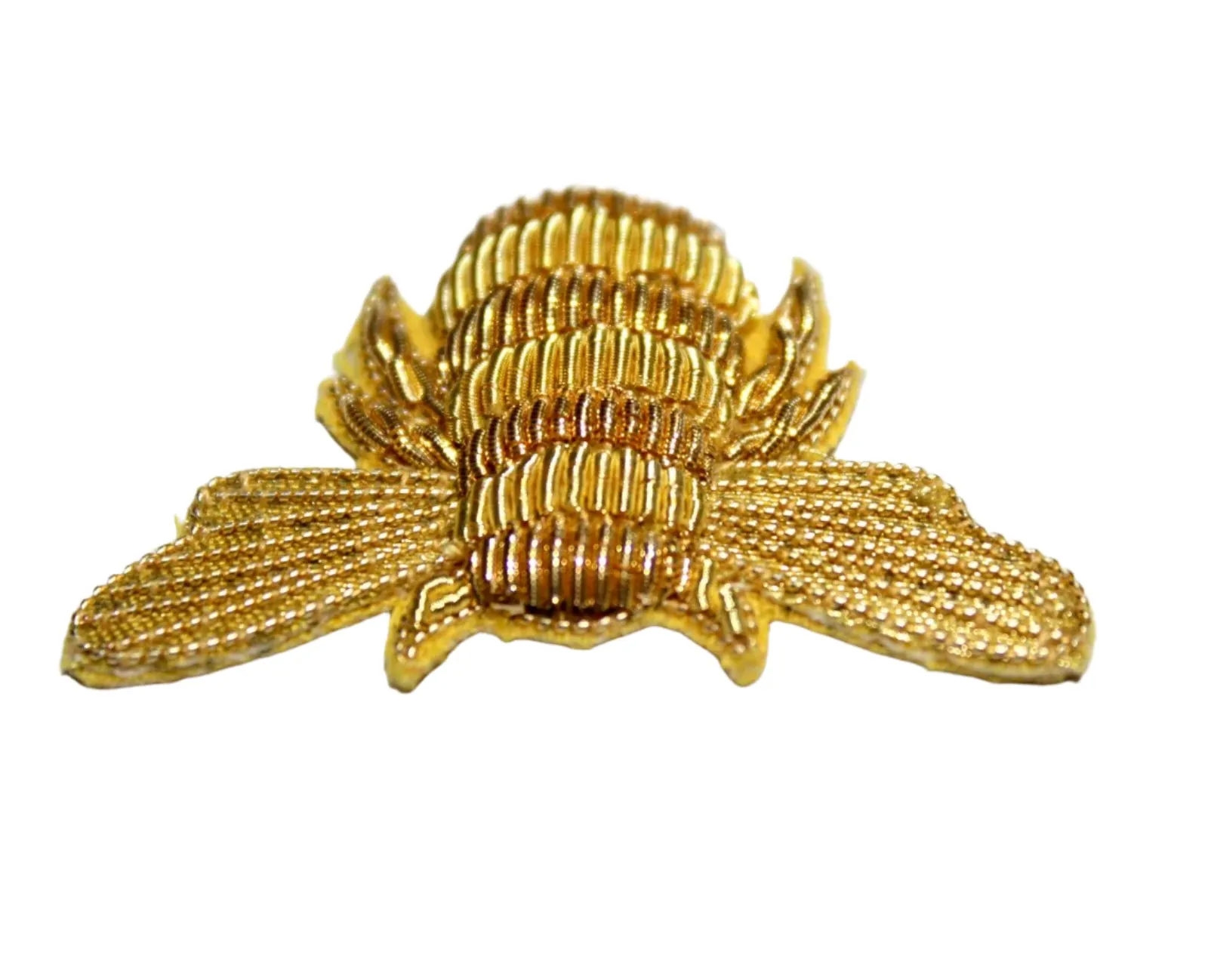 Hand-Embroidered Gold Bullion Bee Patch Set – 5 Pieces