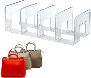 Handbag Storage For Wardrobe: 4 Slots Transparent Closet Dividers, Clutch Dividers, Bag Storage Rack, Bag Organizer For Kitchen Bedroom In