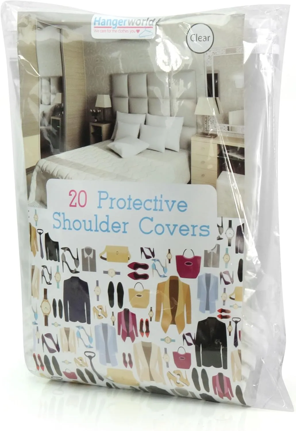 Hangerworld Pack of 20 Clear 24inch x 12inch Shoulder Dust Dirt Protector Storage Clothes Cover Bags