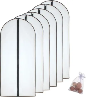 Hanging Garment Bag 24''x60'' Lightweight Clear Full Zipper Black Dress Bags (Set of 6) PEVA Garment Breathable Bags Cover for Closet Clothes Storage (24'' X 60'', Black   Balls)